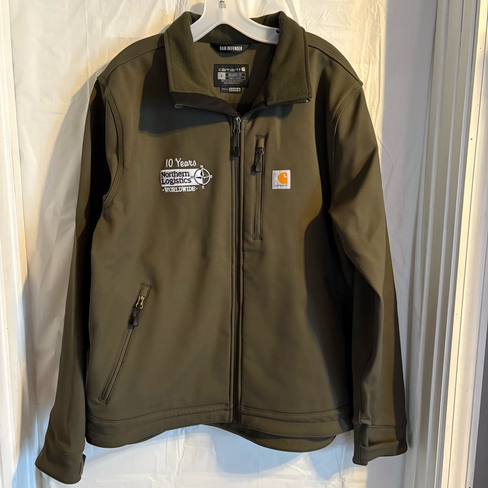 Carhartt Men’s Rain Defender Softshell Jacket  Sz Large Heavyweight Olive Green‎